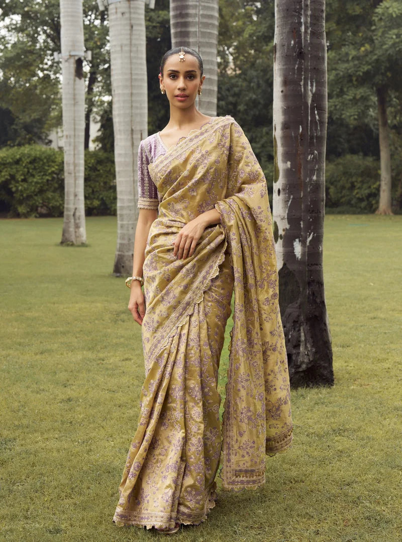 Gulal Tissue Pista Green Saree