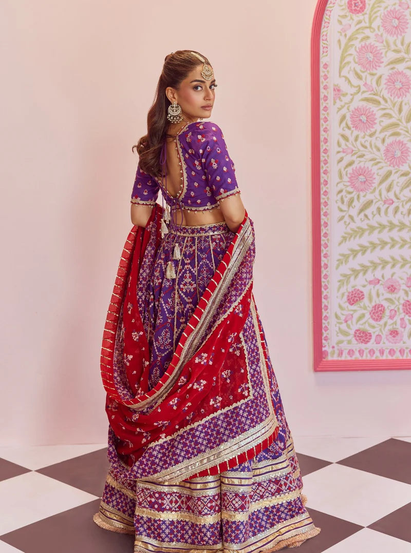 Anton Bemberg Silk Purple Lehenga