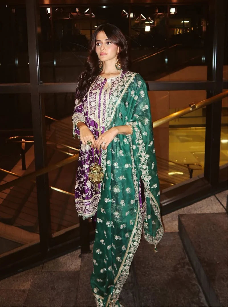 Sanae Cupro Satin Purple Kurta Set