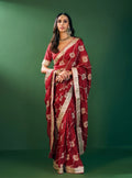 Kesa Organza Red Saree