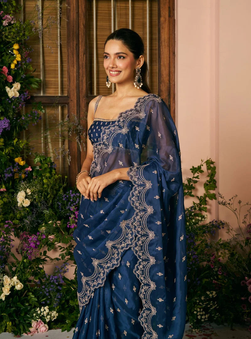 Albela Organza Navy Saree