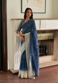 Ocean Blue Floral Saree