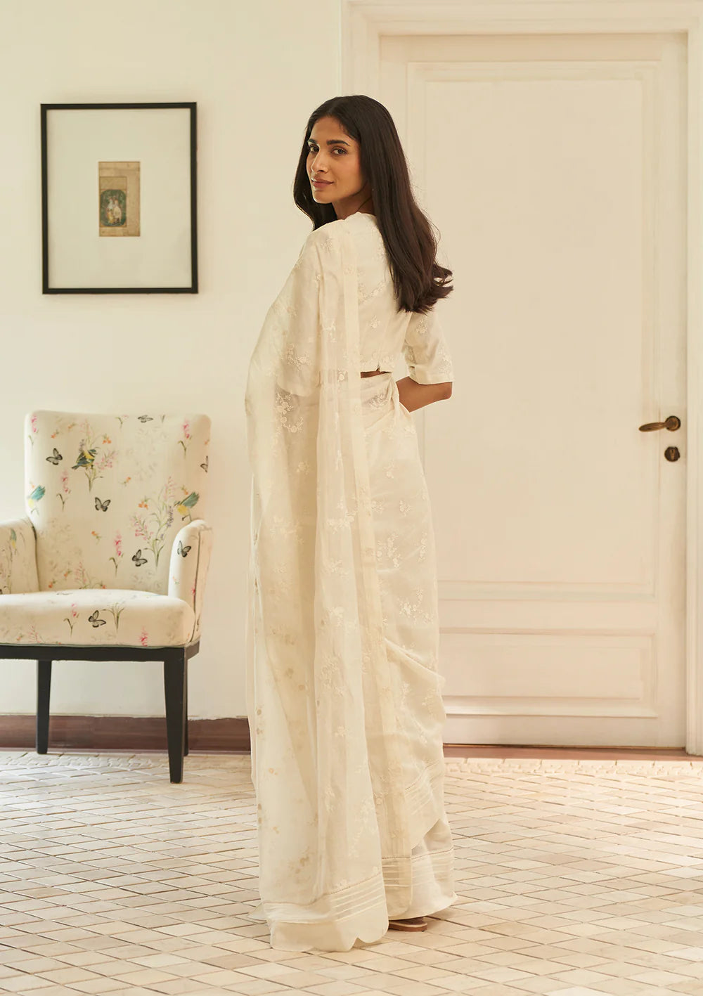Swan Embroidered Saree