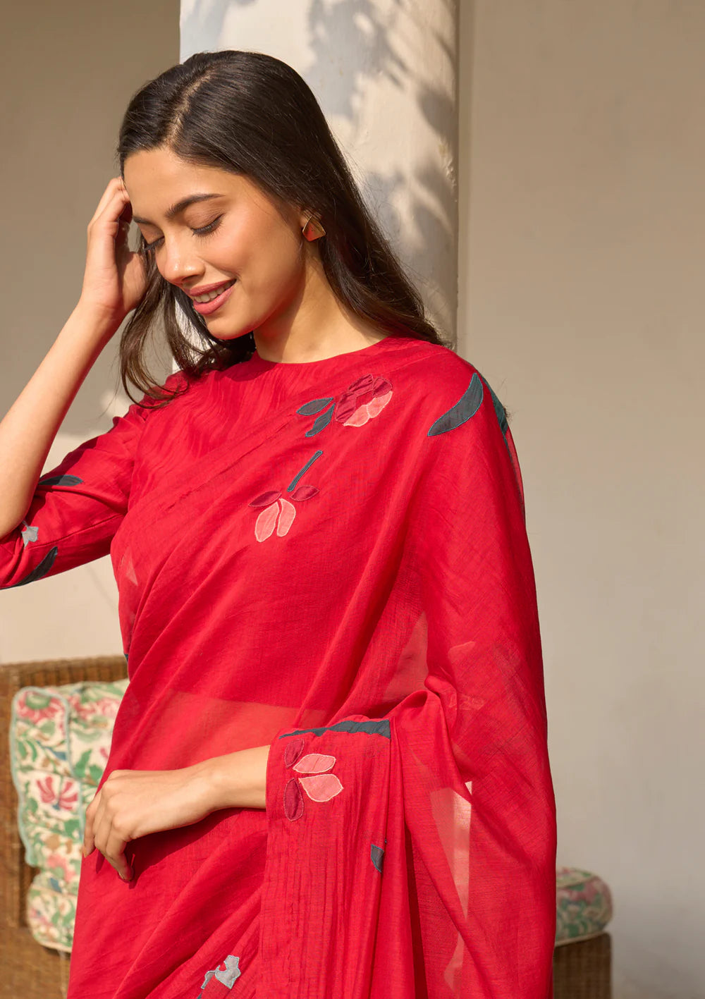 Cherry Red Saree