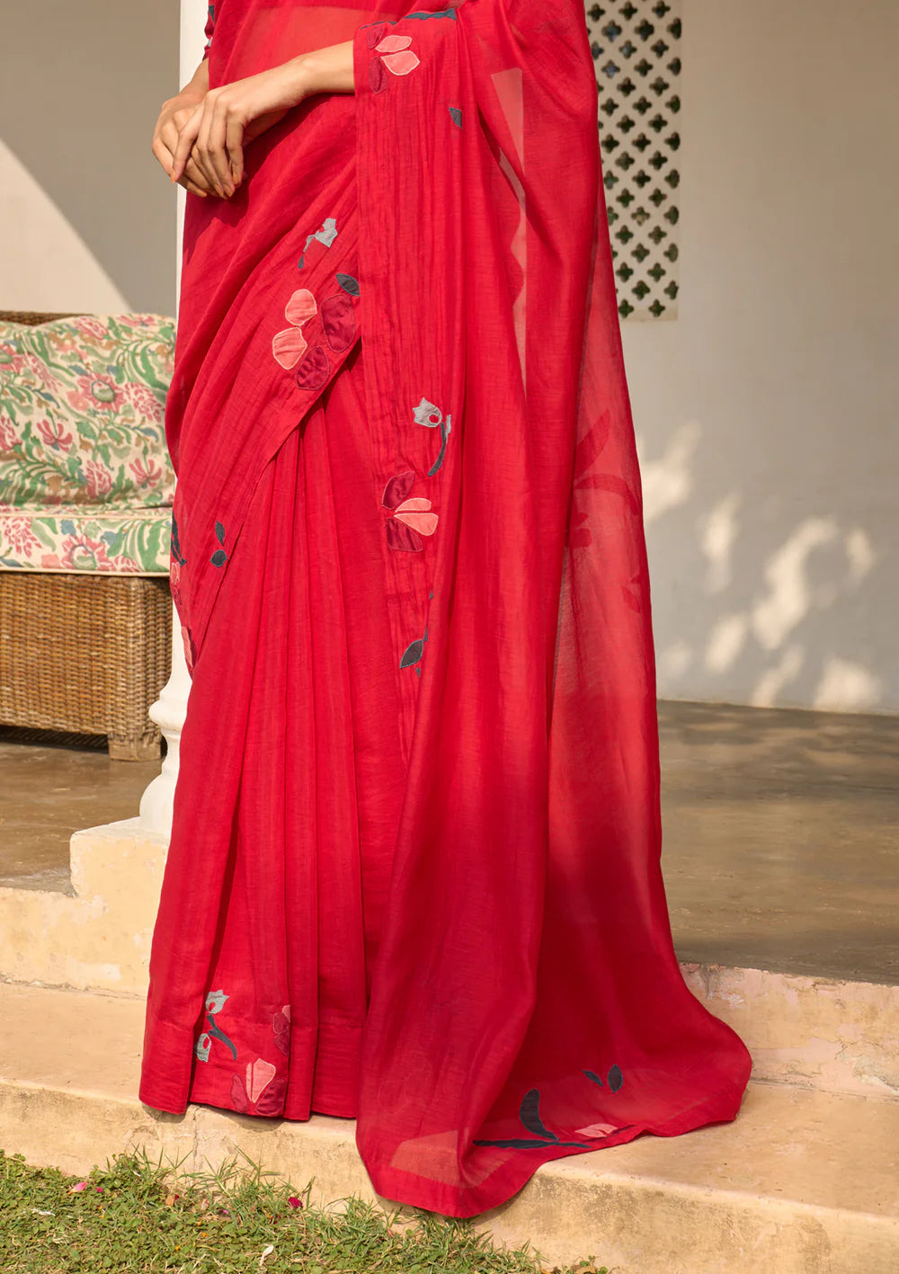 Cherry Red Saree