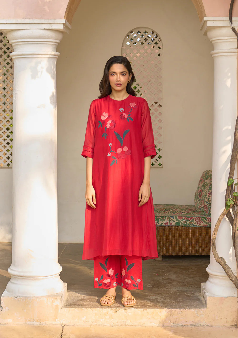 Cherry Red Applique Co-ord Set